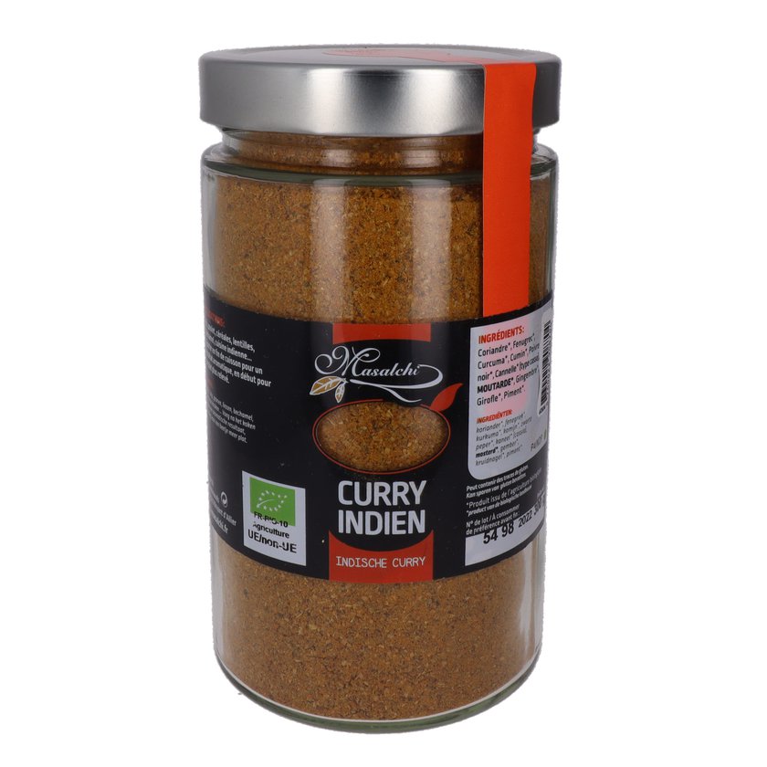 Curry Indien bio* - Moulu(e) - Pot verre 720 ml 300 g épice bio