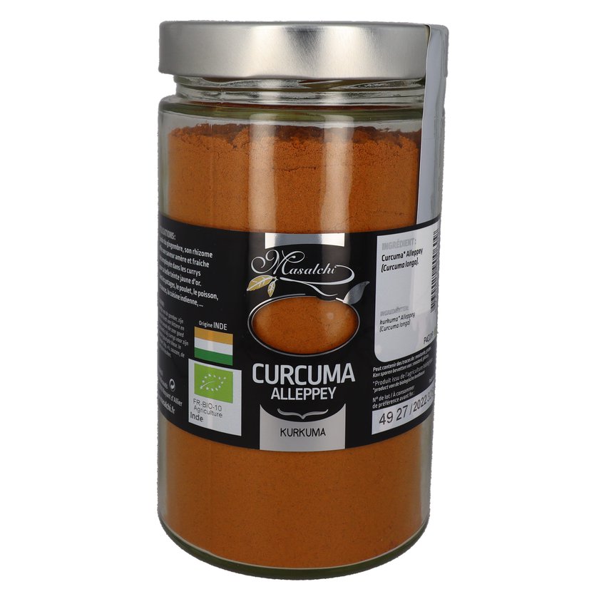 Curcuma Alleppey bio* INDE - Moulu(e) - Pot verre 720 ml 330 g épice bio